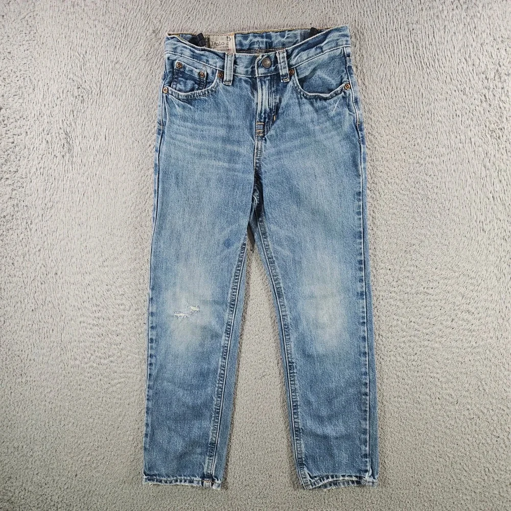 Polo Ralph Lauren Kids Jeans Size 7 Medium Wash Straight Leg Denim Dungarees